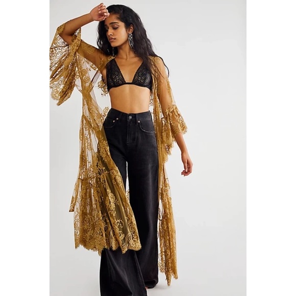 Free People Barbara Tiered Lace Kimono